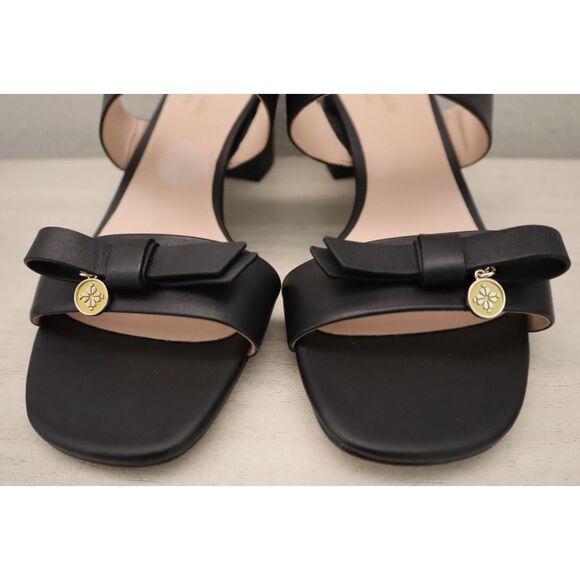 Kate Spade Women's Sz 7.5B Black Helena Two Band Bow Sandals w/Charms - Picture 14 of 16